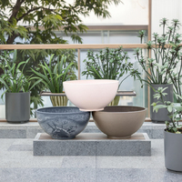 BSCI GRS, fabrication artisanale, vente chaude, pot de fleurs en bois et pierre écologique de 12 pouces, léger, pour l'intérieur et l'extérieur