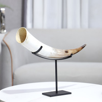 Sculpture géométrique minimaliste moderne en corne, faite à la main, ornement artistique pour salon, entrée, bureau, meuble TV, décoration intérieure