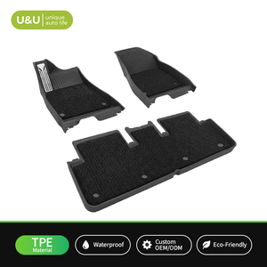 Tapetes de Auto 3D Personalizados de Doble Capa con Base de Alfombra Acolchada y Placa Metálica con Logotipo, Tapetes de TPE para Tesla Model 3 - Product Image 1