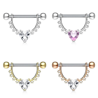 Xinfocus Offre Spéciale Sexy coeur Zircon mamelon anneau mode femmes hommes mamelon Piercing bijoux en acier inoxydable corps Piercing bijoux