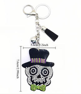 Lindo Llavero de Calavera con Dijes de Diamantes de Imitación para Halloween, Colgante con Borla de Cuentas, Llavero Brillante Y2K de Fantasma, Regalo Punk para <span class=keywords><strong>Chicas</strong></span> - Product Image 6