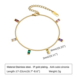 Delicate Gold Stainless Steel Women's Necklace & Bracelet Charms <b>Rainbow</b> Zircon Jewelry Set for Wedding Engagement Party Gift - Product Image 5