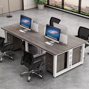 Hot Sale White Executive Office <b>Desk</b> <b>Simple</b> Modern Wood Upper Extendable Commercial Office Furniture 2/4/6 People Staff Table - Product Image 3