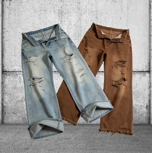 Baggy Vintage jambe droite Fit pantalon grande taille Hip Hop jean Streetstyle mode personnalisé hommes jambe large jean délavé pantalon - Product Image 5