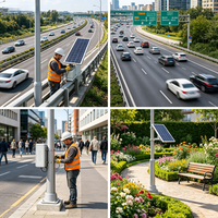 Lámpara Solar LED para Calle Chino WS-30W de 30W, DC, IP65 Impermeable, de Aluminio, con Sensor de Movimiento, Control por Aplicación/Remoto, para Carreteras, con Batería