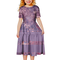 Vêtements pour enfants personnalisés, jupes maxi à col rond d'été samoanes, vêtements pour enfants surdimensionnés polynésiens, robes à étages douces pour filles hawaïennes