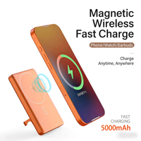 Banque d'alimentation magnétique sans fil trois-en-un en alliage d'aluminium, alimentation pratique de 5000 mAh