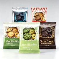Sachet d'emballage personnalisé avec logo, qualité alimentaire, à fermeture arrière, pour barres énergétiques, barres protéinées, biscuits, bonbons, fruits secs