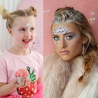 Autocollants de tatouage temporaires pour femmes, luxueux, colorés, avec strass, pierres précieuses, cristaux, bijoux pour le visage, marque privée
