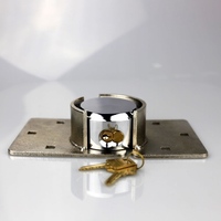Cadenas rond dissimulé de 73 mm en acier, type hockey puck, avec 2 clés en laiton massif et supports