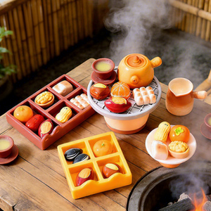 Miniature Paysagère - Réunion d'hiver au coin du foyer, préparation du thé, théière réaliste, noix, ornements de maison de poupée miniatures à faire soi-même - Product Image 1