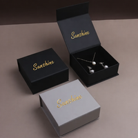 Boîte à bijoux personnalisée de luxe, petite, à fermeture magnétique, en carton gris, carrée, imprimée, pour collier, bague, cadeau