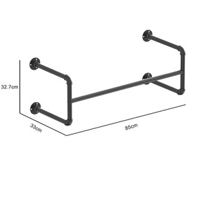 קיר רכוב כבד יחיד מתלה בגד יחיד צינור תעשייתי שחור עיצוב פשוט מוט תליית 15 ק "ג עומס - Product Image 3