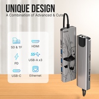 Nouvel article Station d'accueil 9-en-1 USB-C vers HD 4K port HDMI compatible type c hub usb tf lecteur de carte sd pour ordinateur portable et téléphone