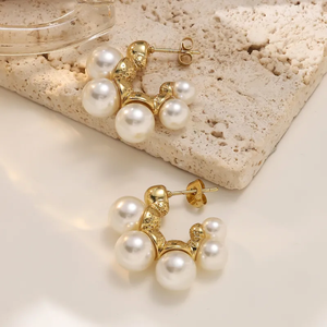 Boucles d'oreilles géométriques en forme de C simples en acier inoxydable 304 plaqué or pour femmes, pour un usage quotidien et un look élégant pour les rendez-vous et les fêtes - Product Image 4