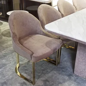 Classics Gold Metal Nordic Dining Chair Modern Luxury Restaurant Furniture Fabric Upholstered Dining Chair