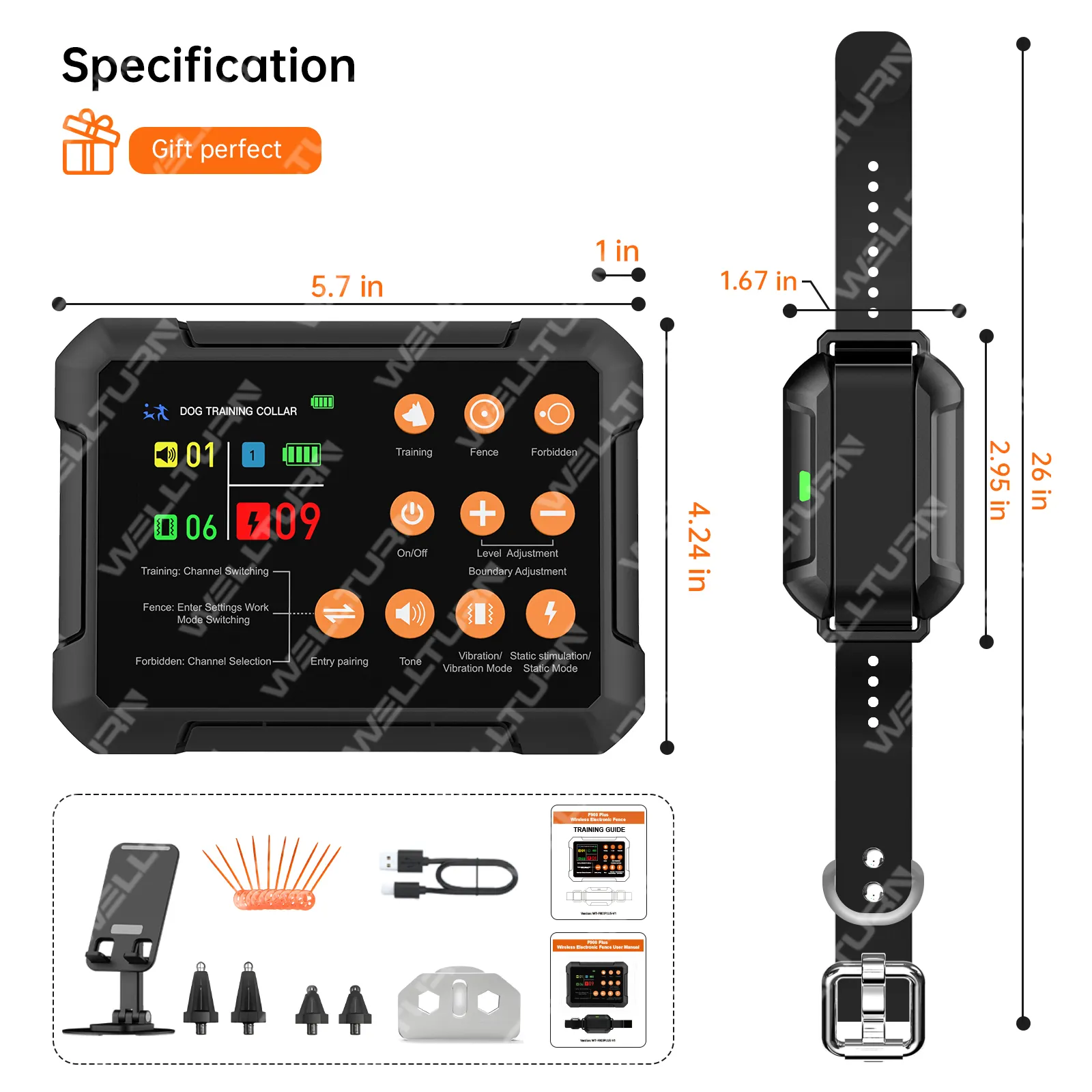 Patentiertes Produkt 3-in-1 drahtloses Hundezaun-System Ferntrainingskragen untersagt Piep-Vibrations-Schock IPX7 drahtloses Hundezaun