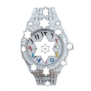 Montre de luxe en acier inoxydable, cadran analogique rond en saphir, fermoir pliant lumineux, design tendance - Product Image 1