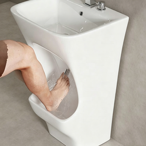 Lavabo autoportant à double niveau <span class=keywords><strong>en</strong></span> acrylique et pierre artificielle pour ablutions musulmanes, avec drainage rapide, couleur personnalisable pour la maison et la mosquée - Product Image 1