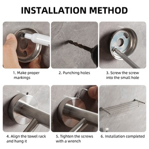 Toallero de Pared Moderno de Acero Inoxidable Cepillado con Estante, Soporte Fijo para Toallas de Baño, Organizador - Product Image 3
