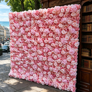 Paneles de flores de rosas blancas y rosas de tamaño grande, ideales para fondos de ceremonias de boda y decoración de espacios de recepción. - Product Image 3