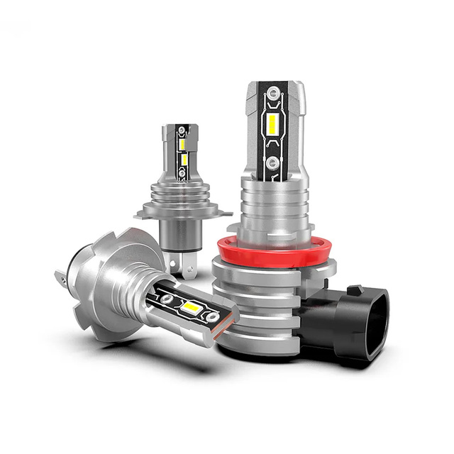 Car Bulb 1:1 with Halogen H7 H4 Headlamp Bulb Mini Csp Chip LED Direct Replacement Headlight 50W 5000lm R2 Super Bright Spot