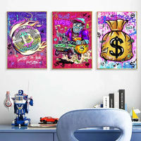 Affiches et impressions modernes sur toile, style graffiti, thème monnaie et dollar, populaires dans le street art, peinture à l'huile sur porcelaine, décoration murale pour la maison