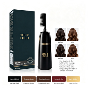 Crème colorante permanente pour cheveux à l'extrait d'herbes naturelles avec applicateur peigne, marque privée, qualité professionnelle - Product Image 1