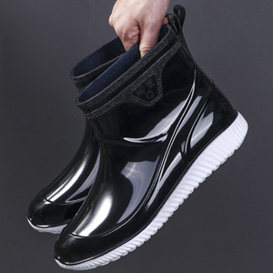 Stivali da pioggia da uomo alla moda scarpe da lavoro da cuoco impermeabili a tubo corto nuove scarpe da acqua in gomma antiscivolo a prova di pioggia - Product Image 4