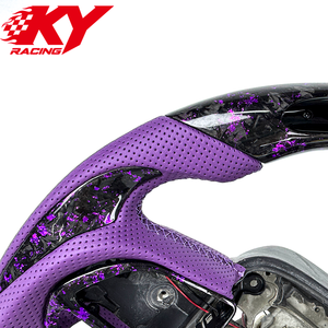 Volant de course personnalisé en fibre de carbone forgée, or violet et feuille d'or, avec éclairage LED, pour Dodge Challenger Charger Durang SRT Hellcat - Product Image 2