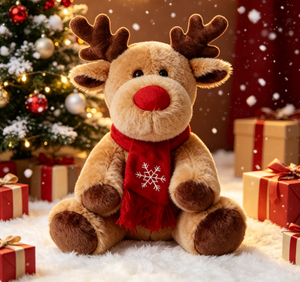 Peluche de <span class=keywords><strong>renne</strong></span> de Noël promotionnelle pour bébé avec écharpe rouge, super douce, rembourrée en coton, pour un confort optimal - Product Image 5