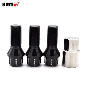 Boulons de roue automatique en Ti-6Al-4V de titane Gr.5 de siège de cône de 60 degrés <span class=keywords><strong>antivol</strong></span> de couleur noire M14x1.25x28mm avec la <span class=keywords><strong>clé</strong></span> en titane - Product Image 3