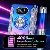 Perceuse à ongles rechargeable 4000 mAh, lime à ongles électrique sans fil avec décorations en strass, machine à ongles portable pour ongles en acrylique et gel