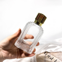 Flacon de parfum vide rectangulaire unique et transparent, atomiseur, bouteille d'huile d'olive, pots en verre avec couvercles, flacons de parfum en verre de 50 ml