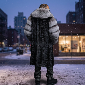 Unisex Men's Waterproof Real Fox Fur Parka with <b>Silver</b> Fox Fur Shawl Collar Reversible & Eco-Friendly - Product Image 2