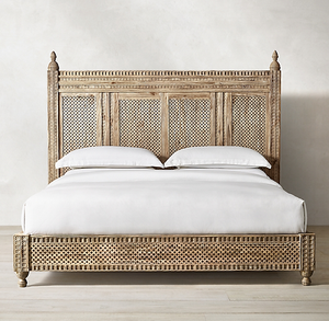 Meubles de salon sculptés de style vintage américain, meubles de chambre à coucher, lit queen-size, lit double, lit en bois, meubles sur mesure - Product Image 2