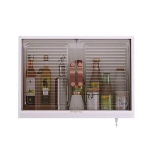 Wall Mounted Storage Box White Multi Functional Kitchen Cabinet With Hooks For Spices And Condiments - Product Image 4