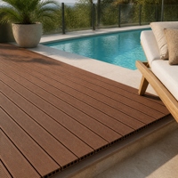 Papan Dek WPC Hollow Co-Extruded Anti Selip Tahan Air Tahan Api B1 Sistem Interlocking 140x25mm untuk Kolam Renang dan Taman