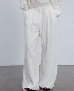 Camicia a maniche lunghe e <span class=keywords><strong>pantaloni</strong></span> dritti con motivo solido Set a due pezzi di <span class=keywords><strong>lino</strong></span> Casual alla moda - Product Image 6