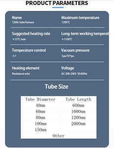 Four tubulaire 50 mm 1200°C Contrôle <span class=keywords><strong>PID</strong></span> Laboratoire Horizontal Haute température Atmosphère Vide Traitement thermique Four tubulaire - Product Image 6