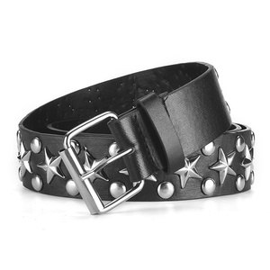 Nouvelle étoile décoration simple rangée <span class=keywords><strong>trou</strong></span> large <span class=keywords><strong>ceinture</strong></span> mode aiguille boucle femmes polyvalent Style Punk <span class=keywords><strong>ceinture</strong></span> - Product Image 2