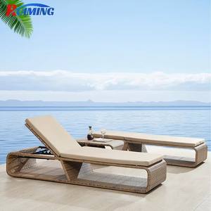 أثاث حمام سباحة للفنادق ، أثاث من الخوص البلاستيكي للاسترخاء مع وسادة ، كرسي صالة الشاطئ ، الروطان ، حديقة خارجية حديثة - Product Image 3