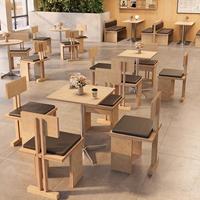 Combinaison moderne et personnalisable de table et chaises de café pour salons de thé/desserts, restaurants occidentaux – Table carrée en bois massif marine