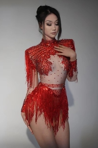 Combinaison de danse de compétition pour fille, nouvelle collection 2025, design tendance, strass, pour la danse latine - Product Image 6