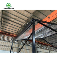 Grand cadre en aluminium pour l'extérieur, tente transparente de fête de mariage à portée supérieure, chapiteau en verre à cadre noir extensible, tentes à baldaquin pour événements