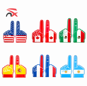 Custom 2026 Cheering Fans Supplies UV Printing Country Logo Foam <strong>Finger</strong> Colorful Sponge Hands With American Canada Design - Product Image 1