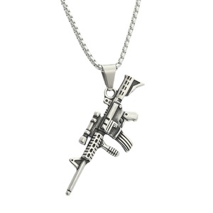 Pendentif Géométrique Fusil M416 en Acier Inoxydable Thème Rétro Punk pour Hommes, Collier Chaîne Carrée Perles Style Punk, Cadeau 280340 - Product Image 5