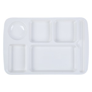 Melamine Serving Tray Divided 5 Compartment Solid Color For Cafeteria Restaurant Use - Product Image 1