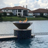 Hochwertige Metall-Feuerschale Terrassen-Feuerstelle Wasserspiel Wasserfall für den Pool Cortenstahl-Springbrunnen Gas-Feuerstelle