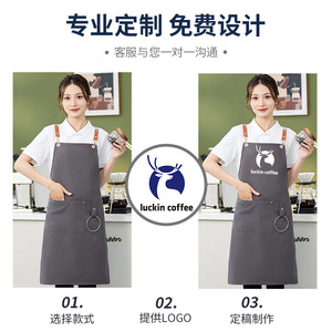 Waterproof Canvas <b>Apron</b> One Size <b>Black</b> For Kitchen Cooking Workwear Unisex - Product Image 4